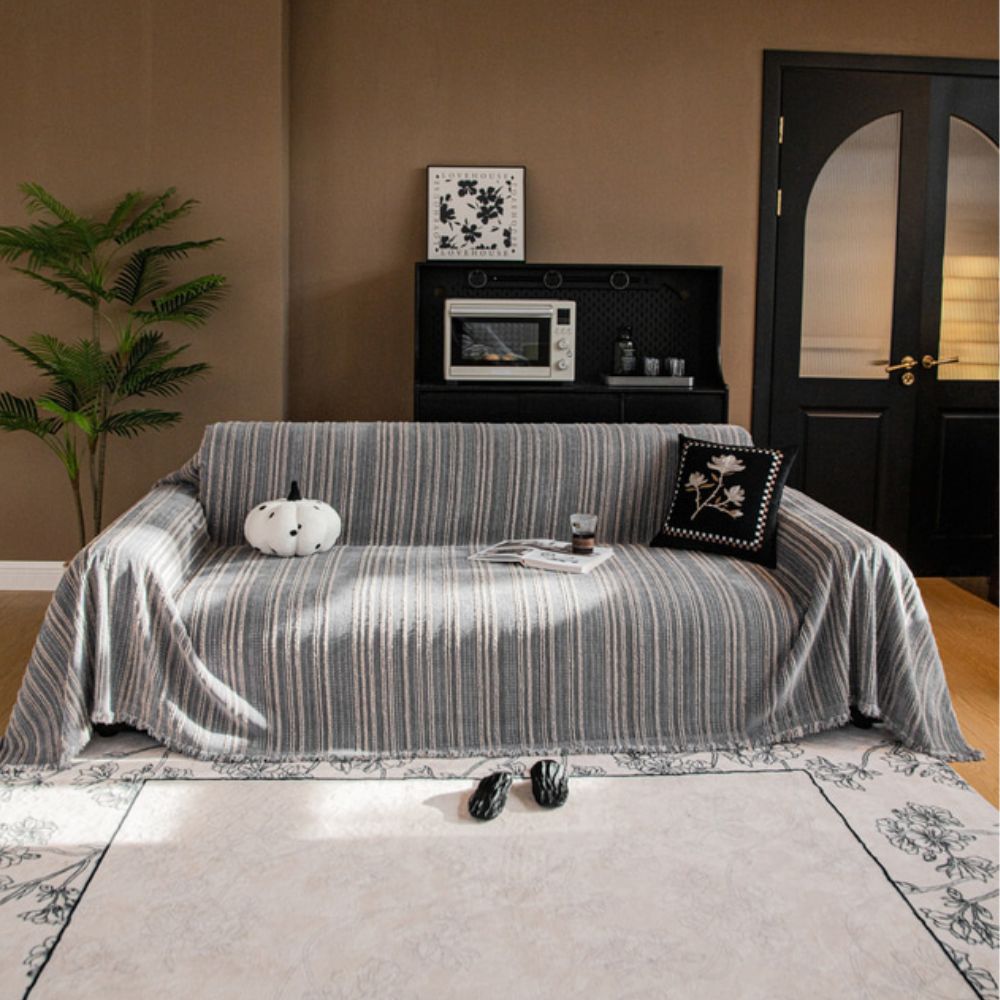 Chenille Stripe Sofa Cover for Stain Protection