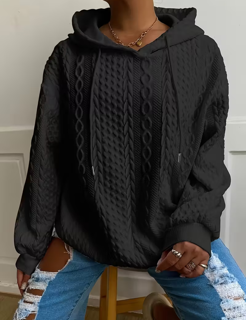 Clara | Ladies' Cable Knit Hoodie