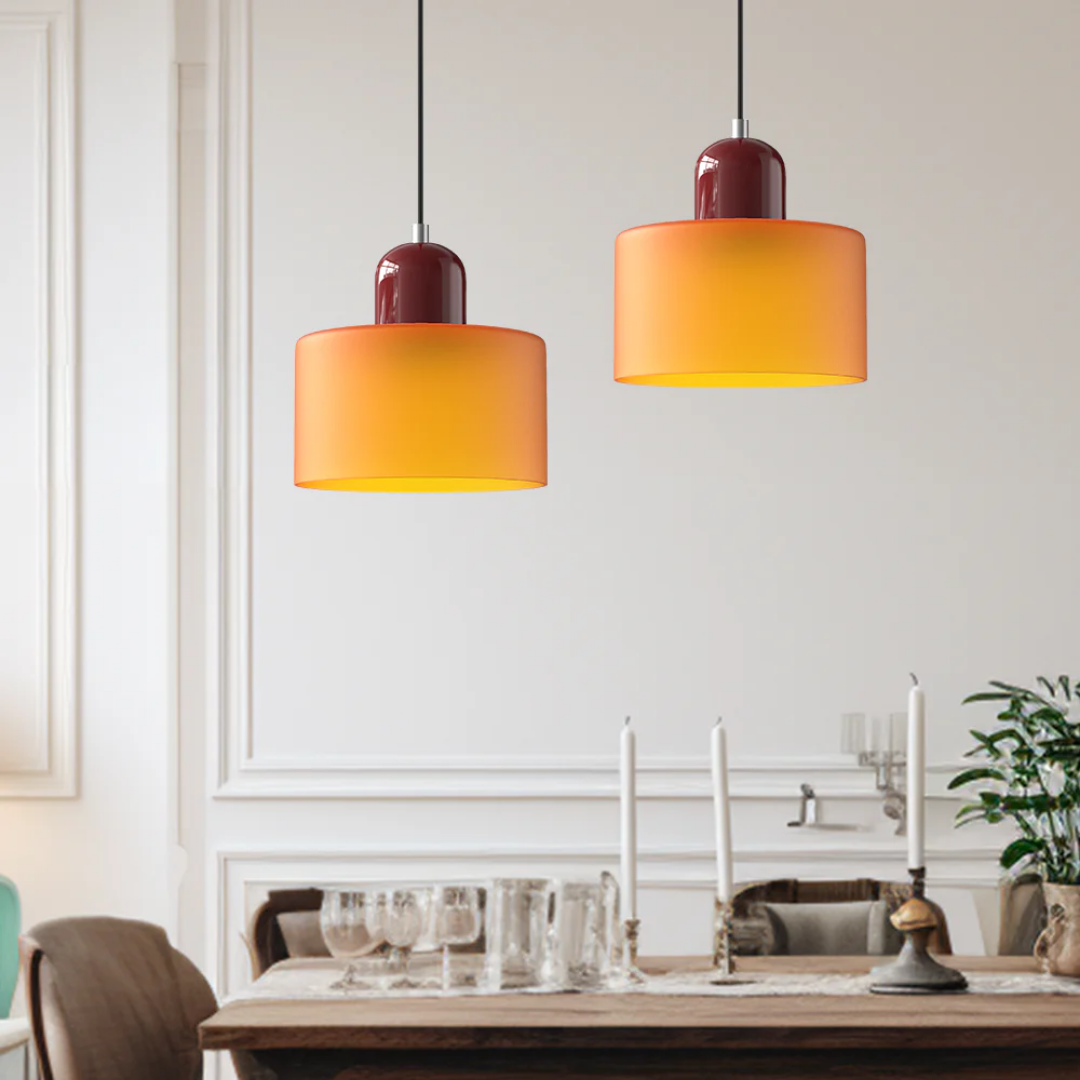 Retro Glass Shade Hanging Lamp with Adjustable Cable