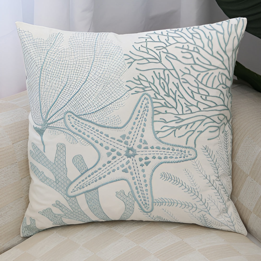 Ocean Treasures Embroidered Coastal Cushion Cover