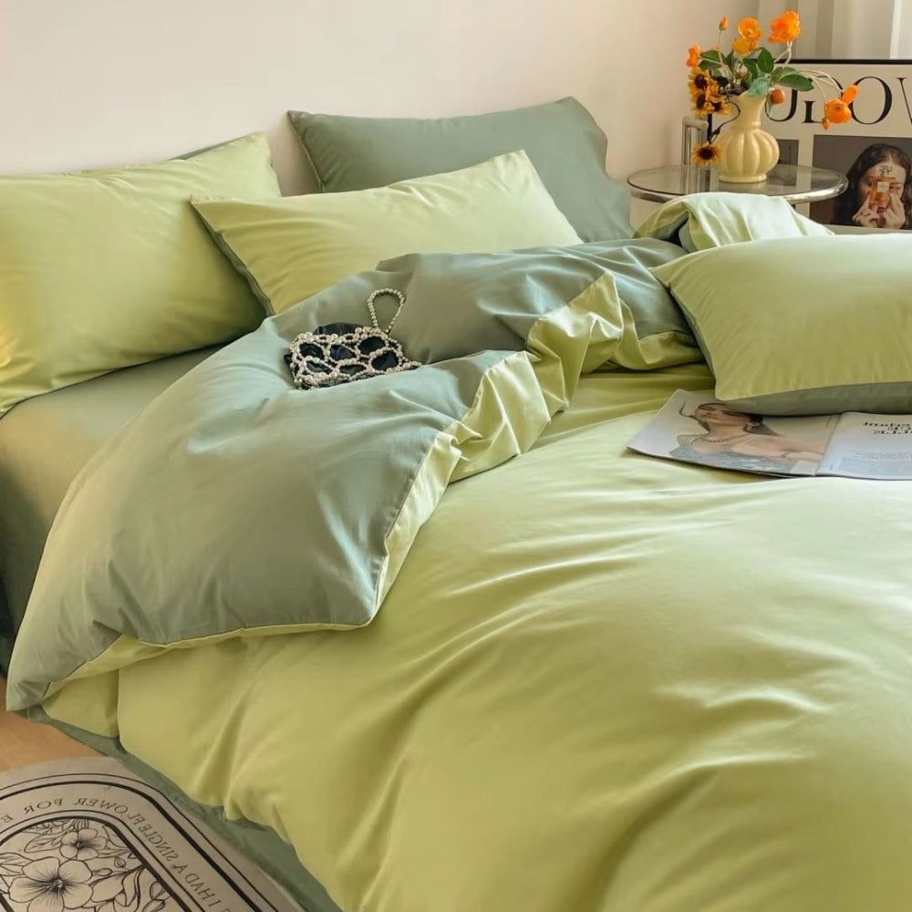 Cotton Duvet Cover Set with Zipper Closure and Pillowcases