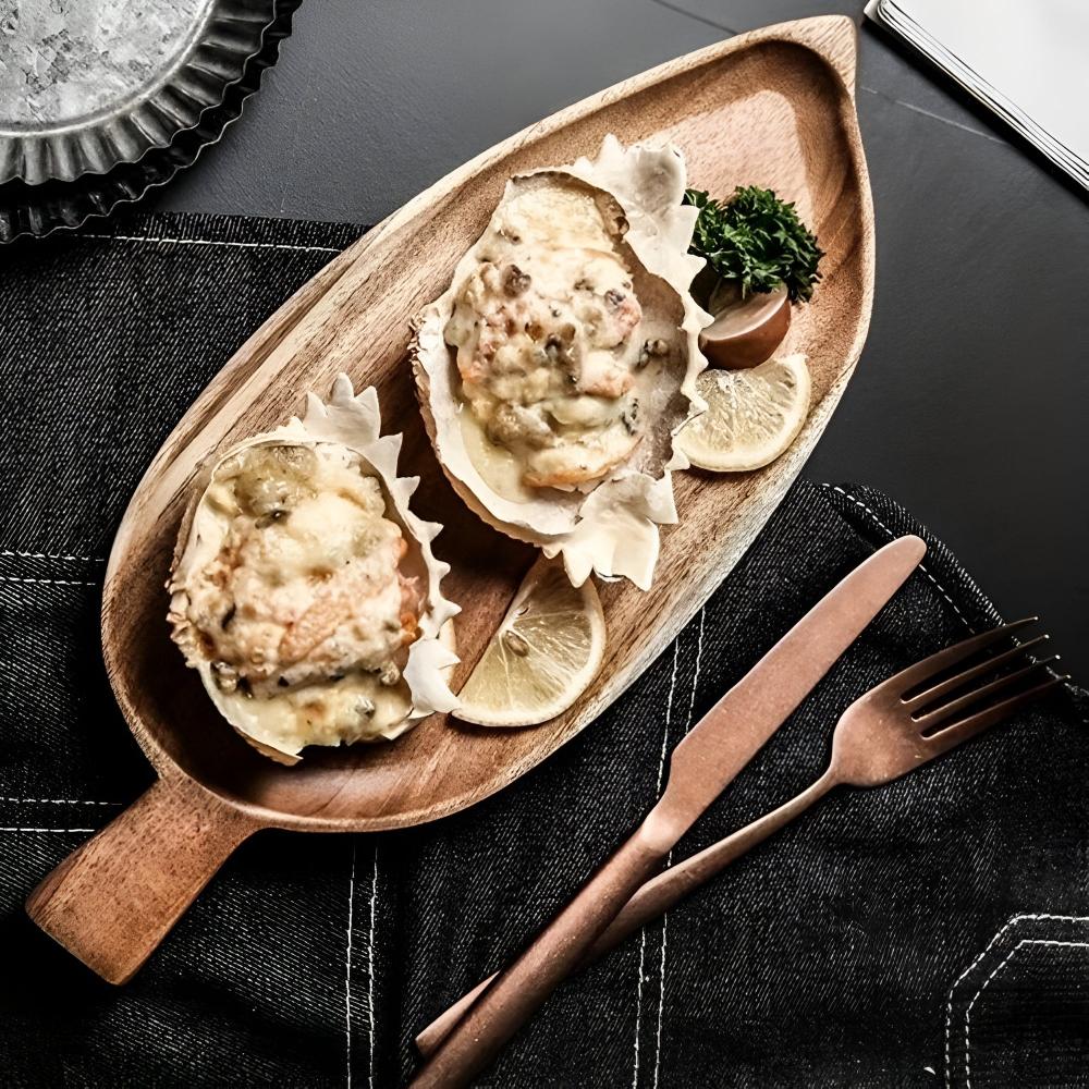 Leaf-Shaped Wooden Serving Tray