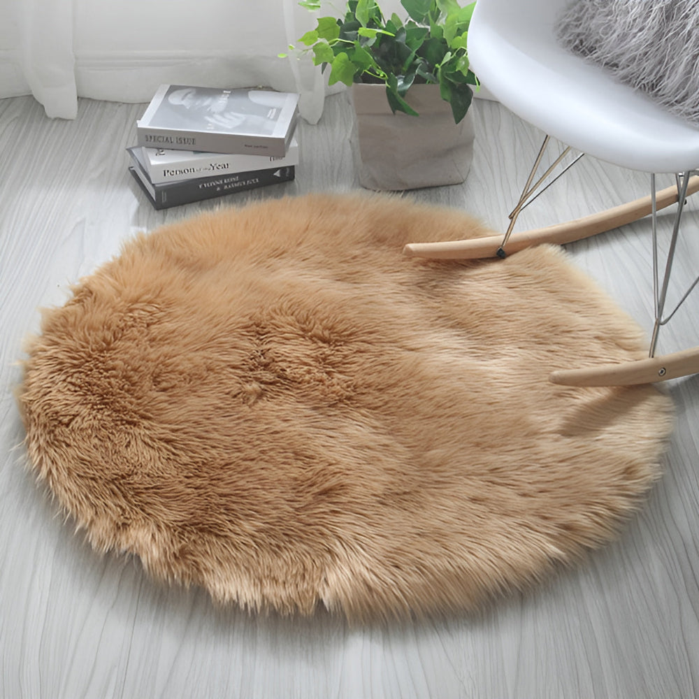 Fluffy Round Plush Area Rug with Non-Slip Backing