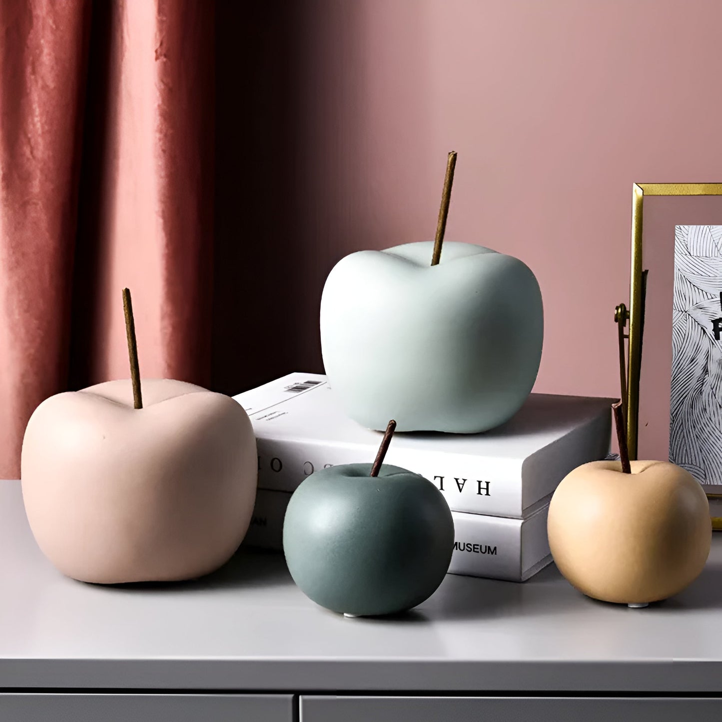 Pastel Apple Ceramic Ornament for Home Decor
