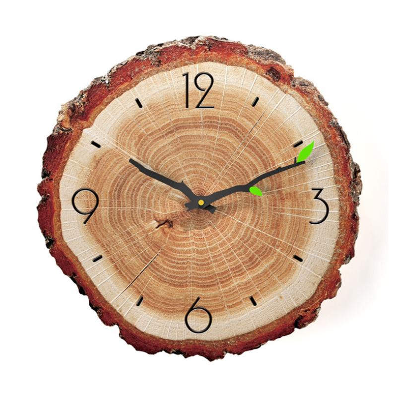 Wooden Annual Rings Wall Clock with Silent Mechanism