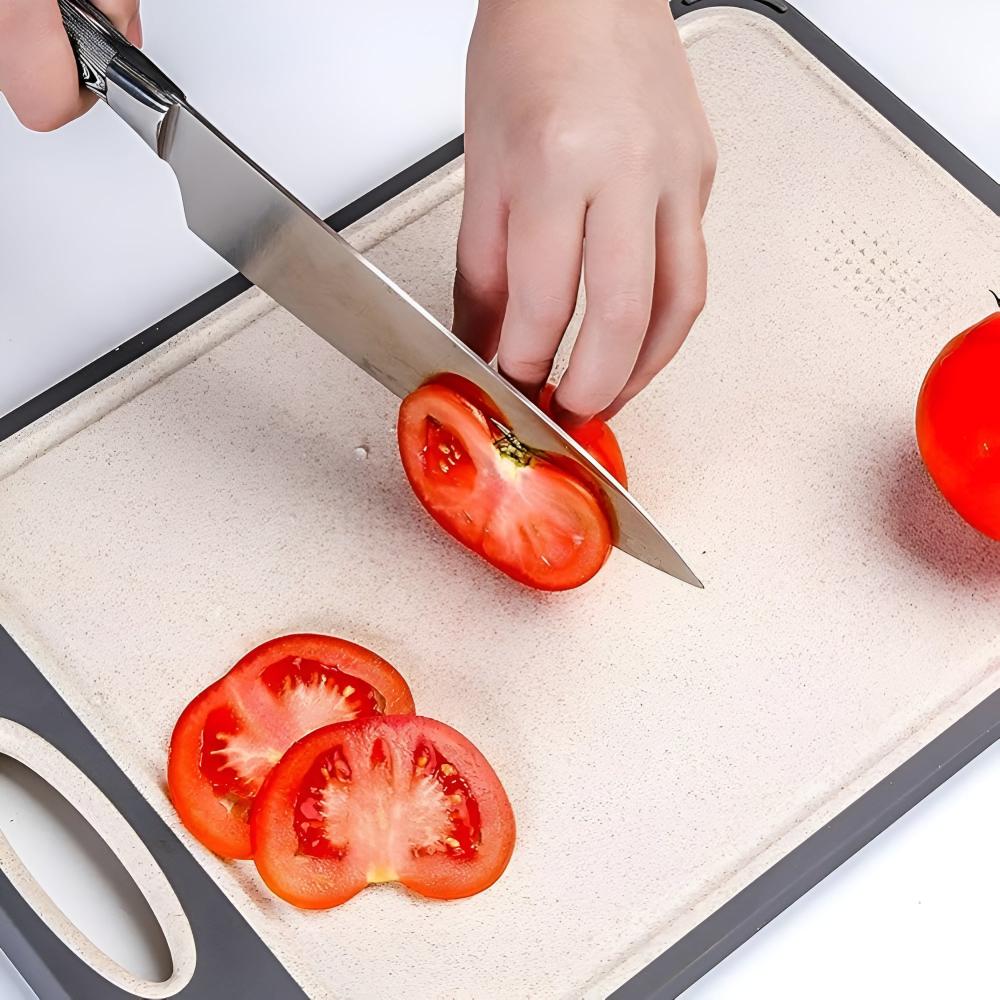 Reversible Stainless Steel Cutting Board with Garlic Grinder