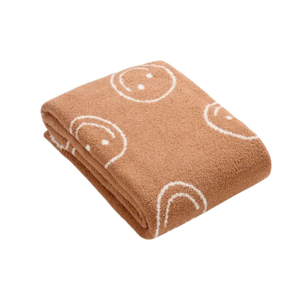 Smiley Face Cotton Plush Throw Blanket