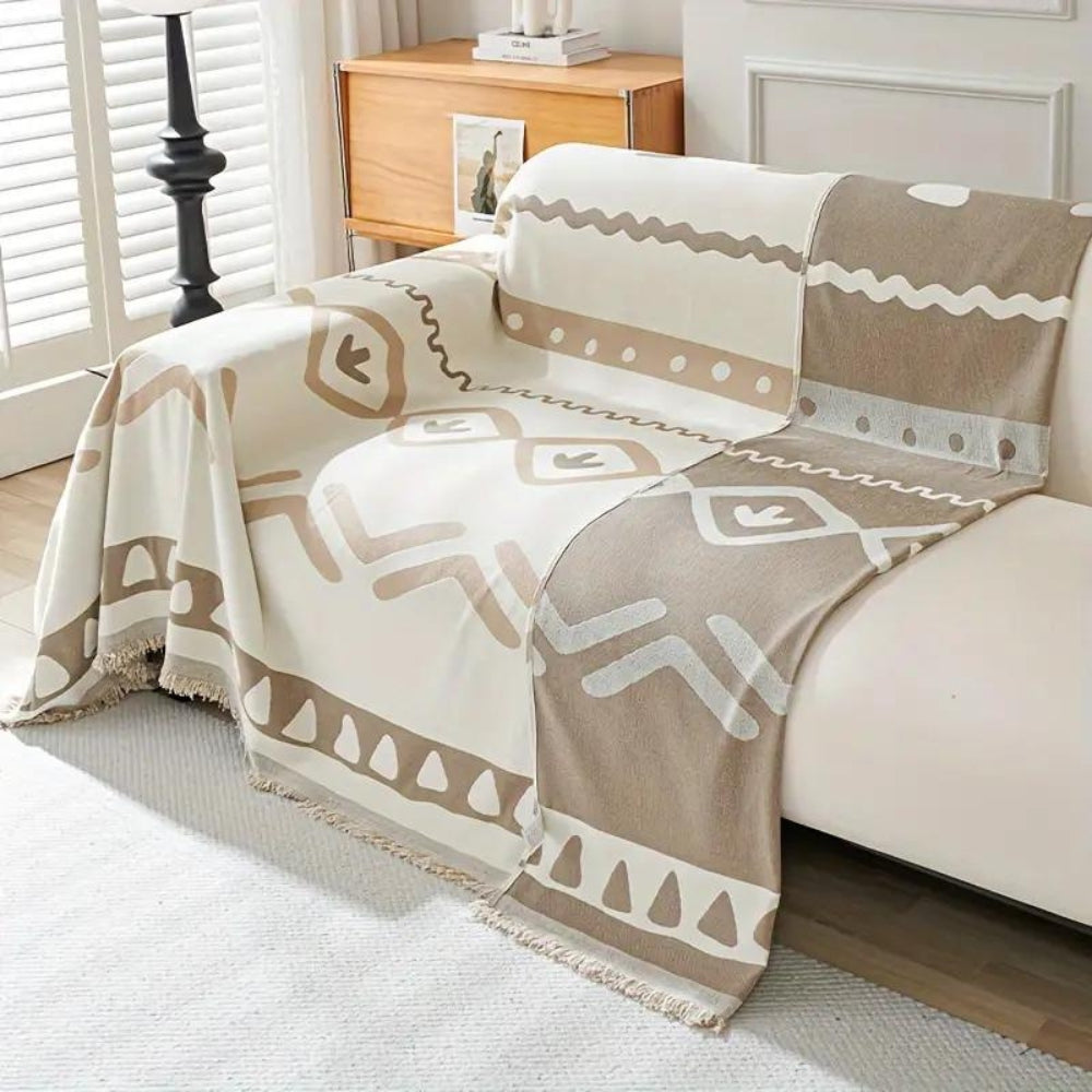 Reversible Bohemian Chenille Sofa Cover
