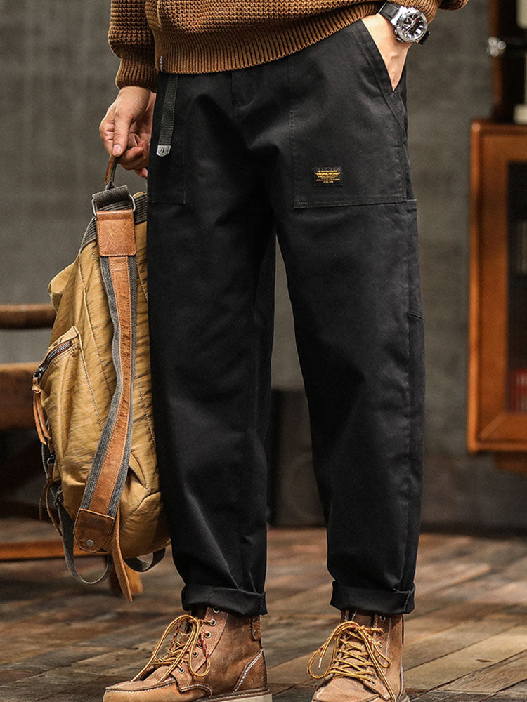 Men's Vintage Utility Pants with Pockets and Belt