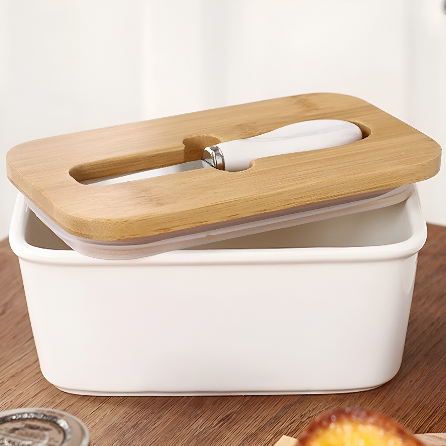 Sleek Ceramic Butter Cutter Container