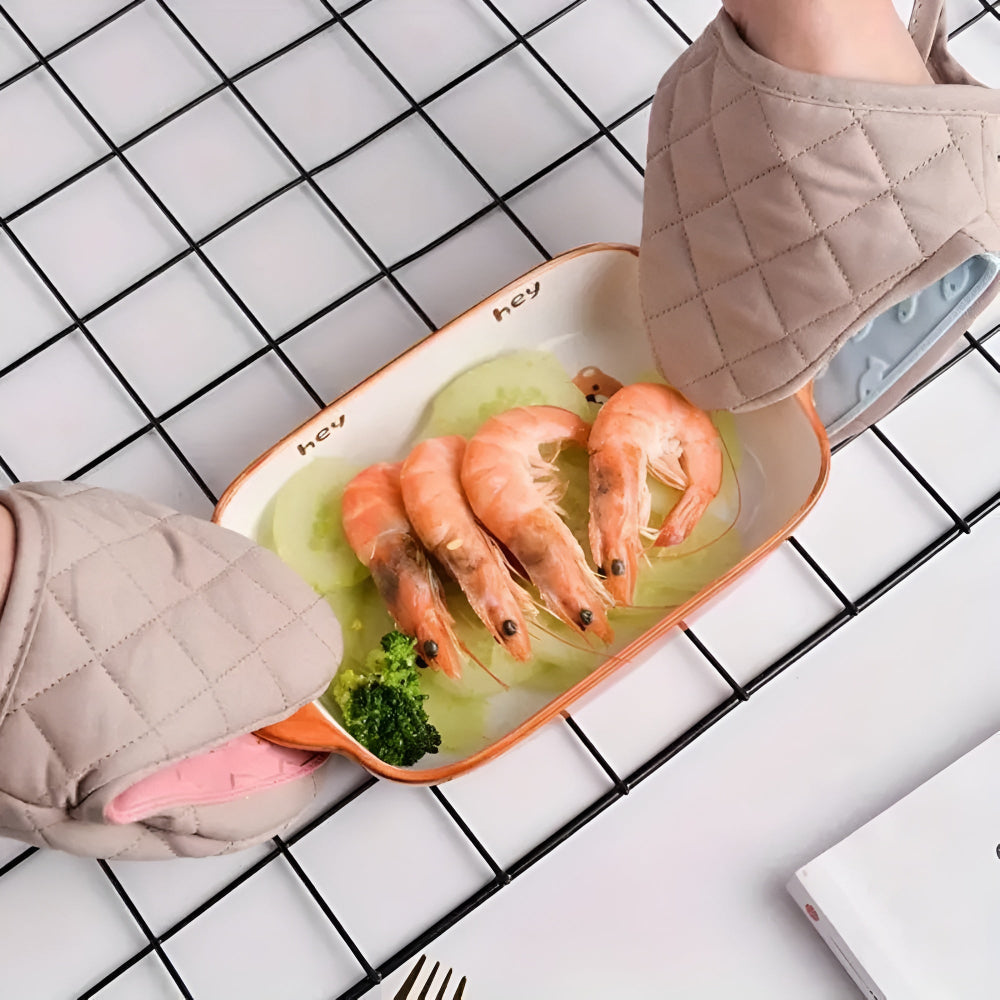 Silicone Quilted Heatproof Kitchen Mitts with Textured Grip