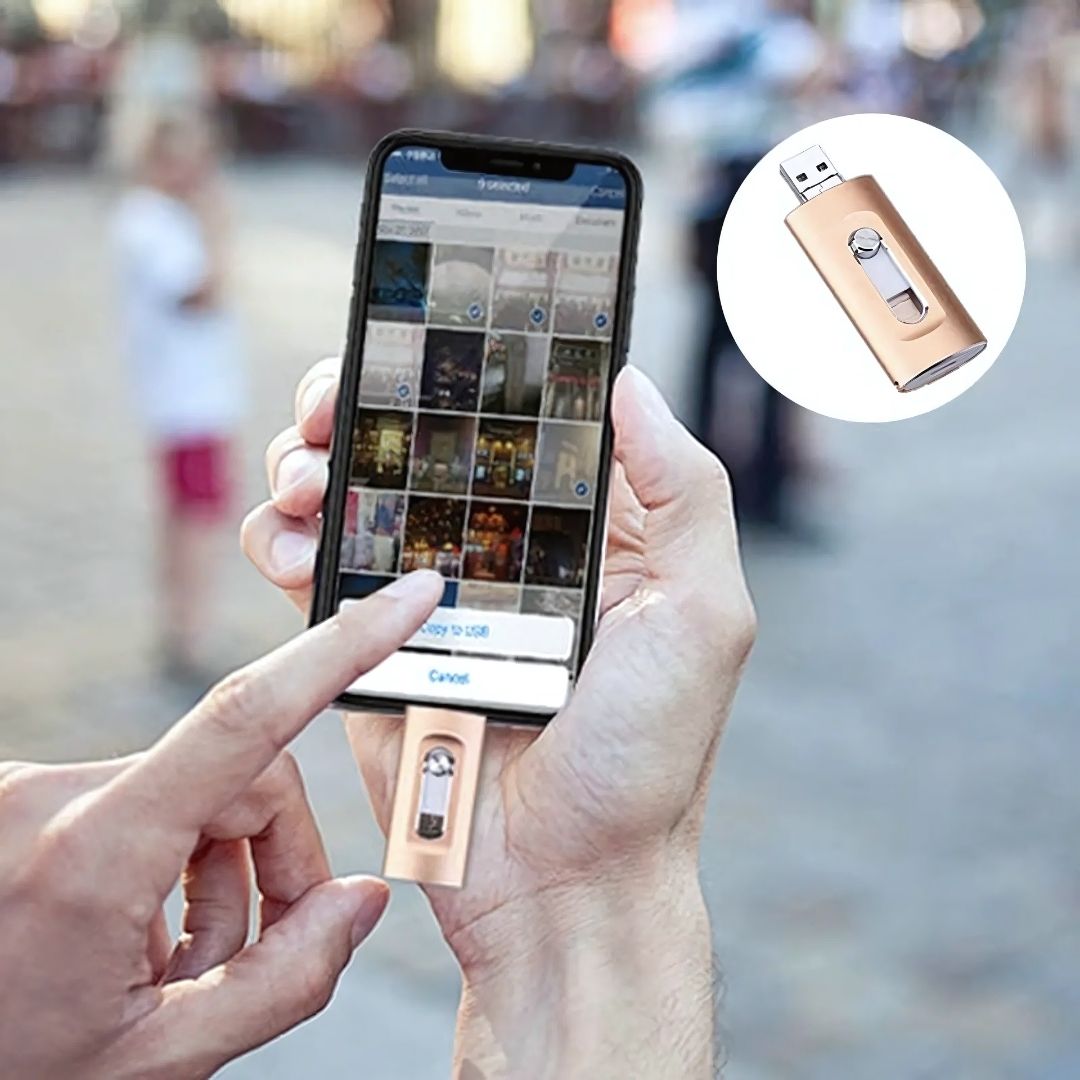 3-in-1 USB Stick with USB 3.0, OTG, and Type C Adapters