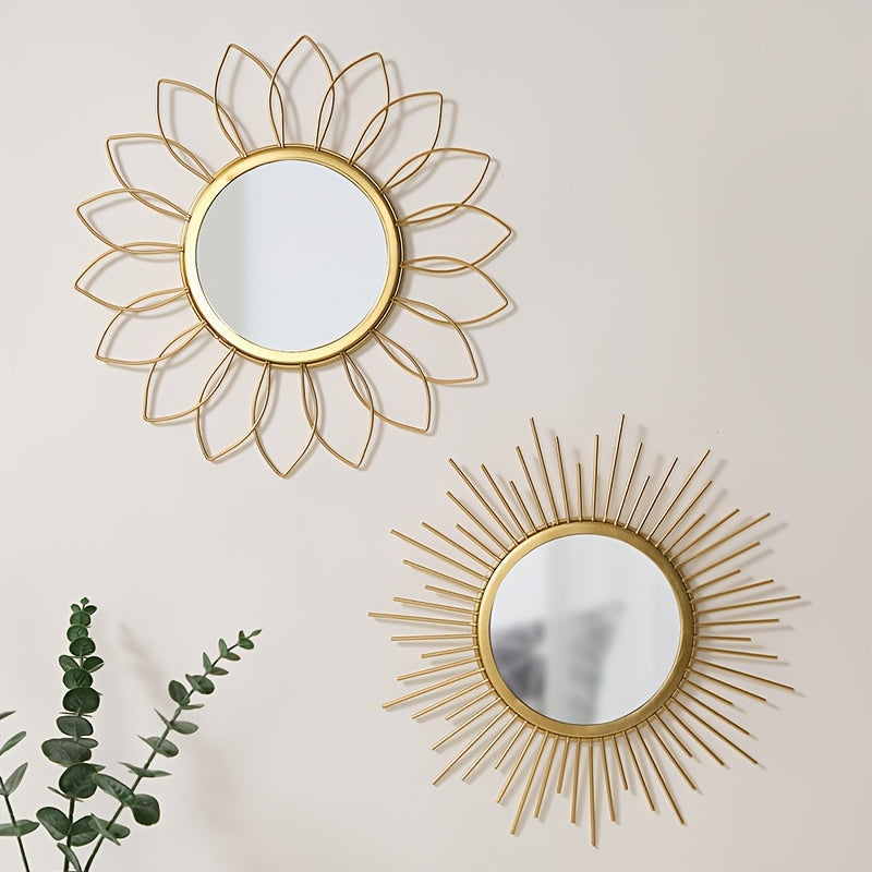 Vintage Sunflower Gold Wall Mirror 11.8 Inch