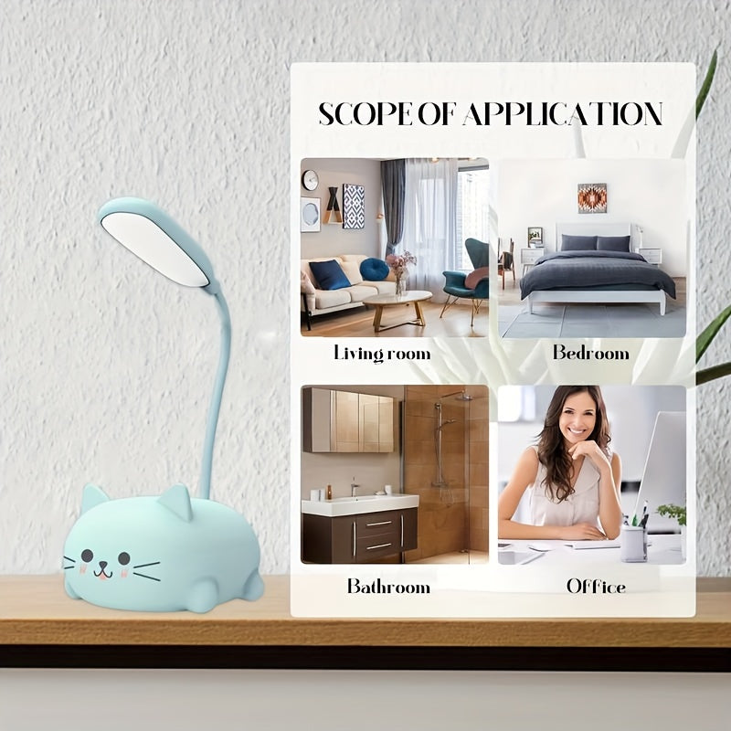 Adjustable USB Rechargeable Cartoon Cat LED Desk Lamp