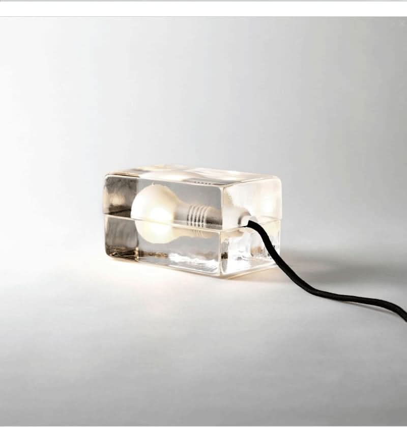 Glass Block Table Lamp with G9 Socket and Sandblasted Bulb