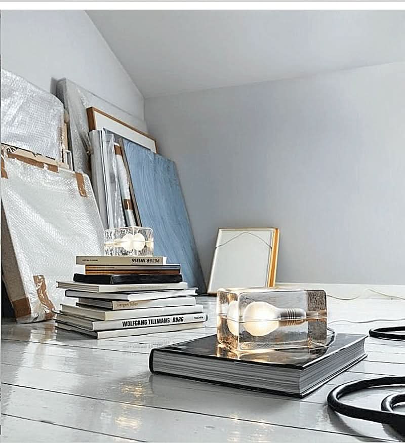 Glass Block Table Lamp with G9 Socket and Sandblasted Bulb