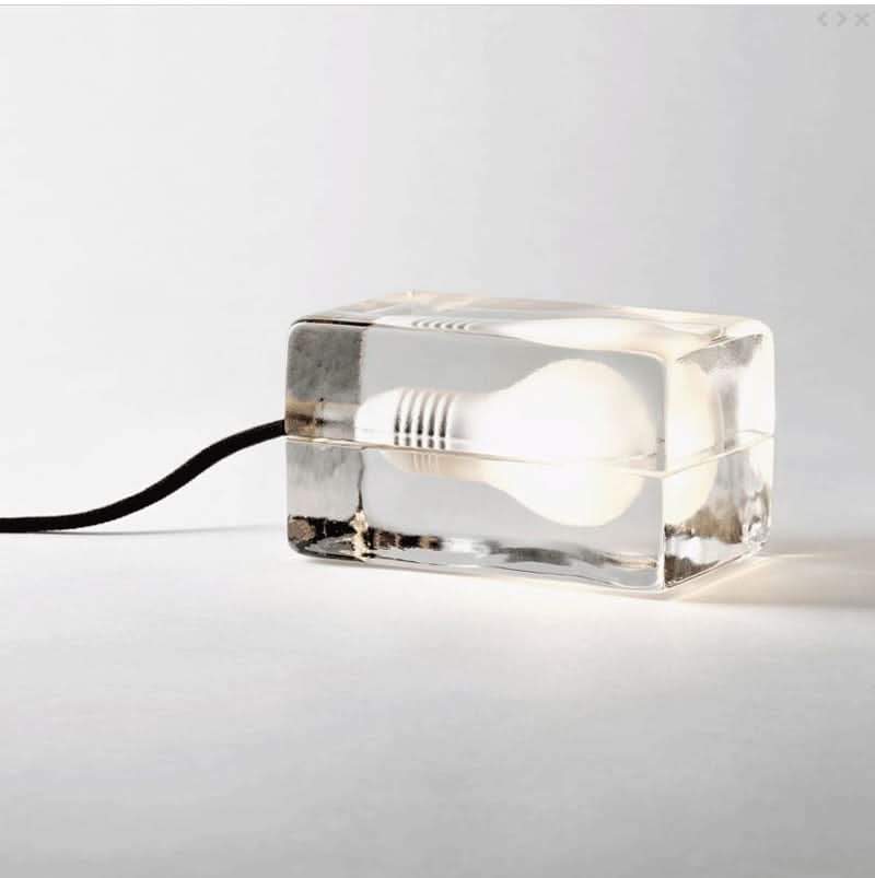 Glass Block Table Lamp with G9 Socket and Sandblasted Bulb