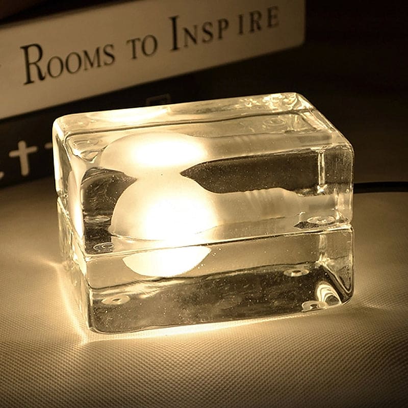 Minimalist Clear Glass Cube Table Lamp