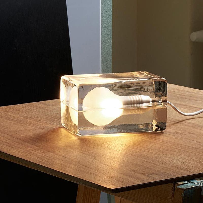 Minimalist Clear Glass Cube Table Lamp