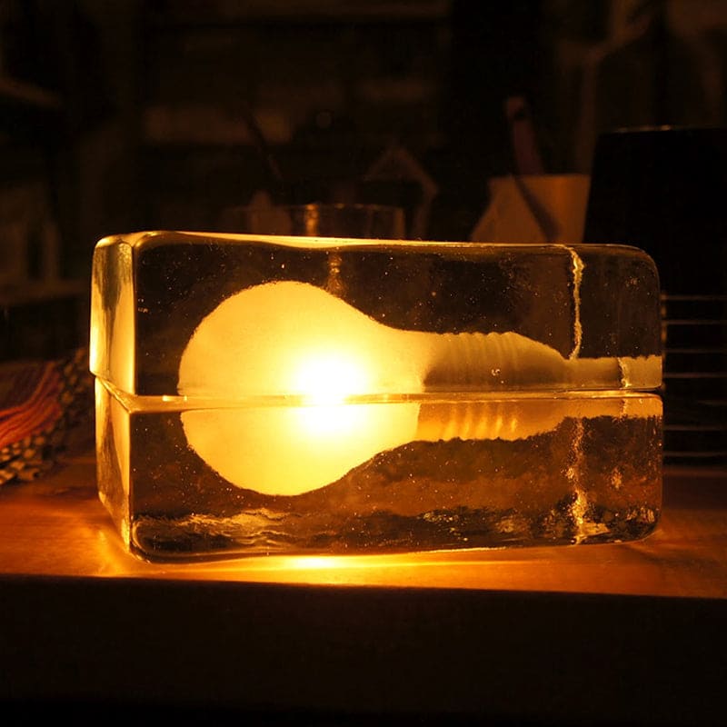 Minimalist Clear Glass Cube Table Lamp