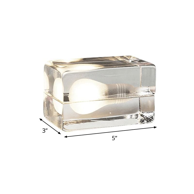 Clear Cube Table Lamp - Modern Ice Block Design