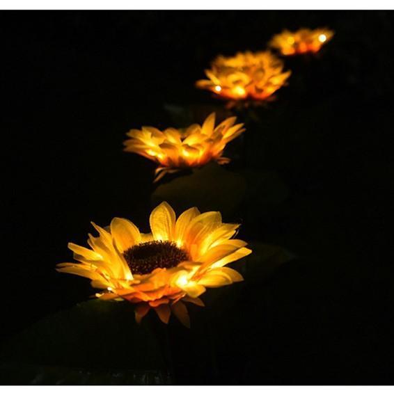 Solar Sunflower Lights, Waterproof Fabric Garden Decor, 2-Piece Set