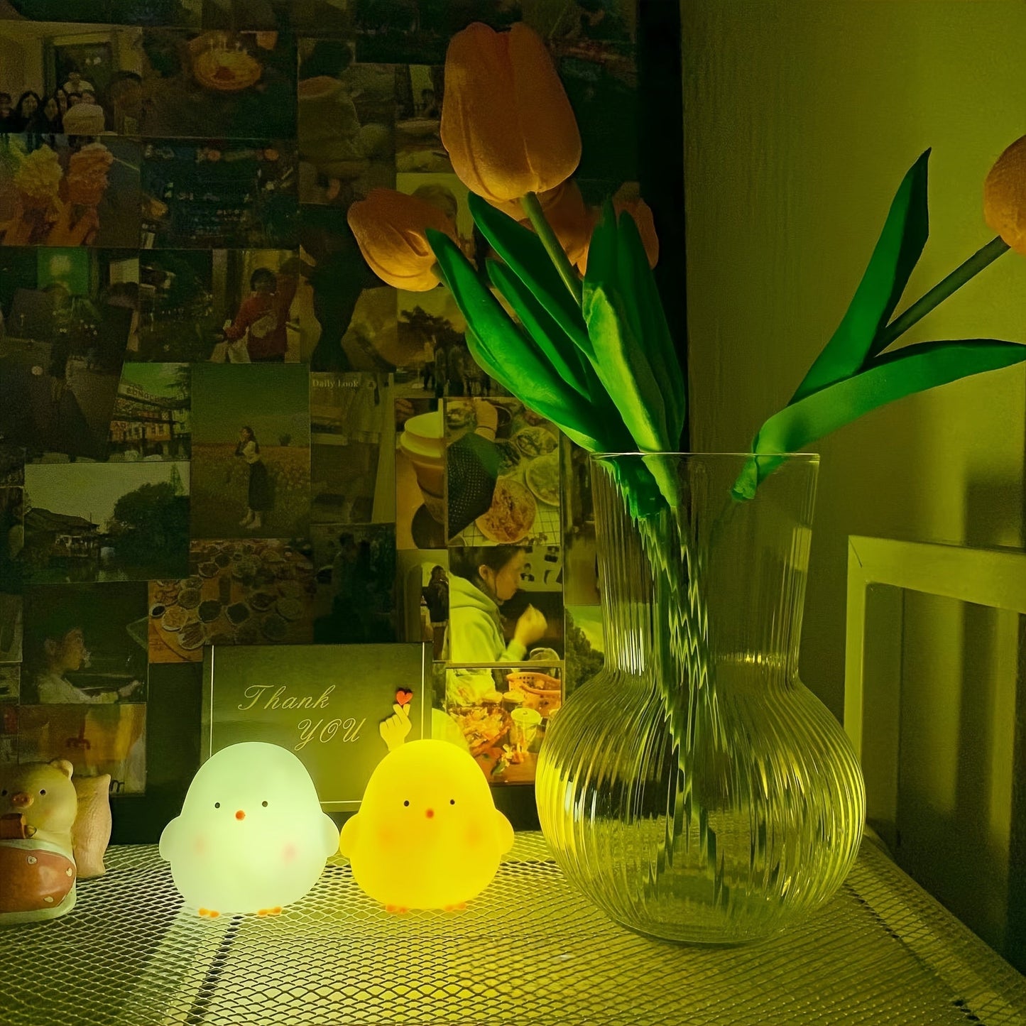 Cordless LED Chick Table Lamp with Rustic Design