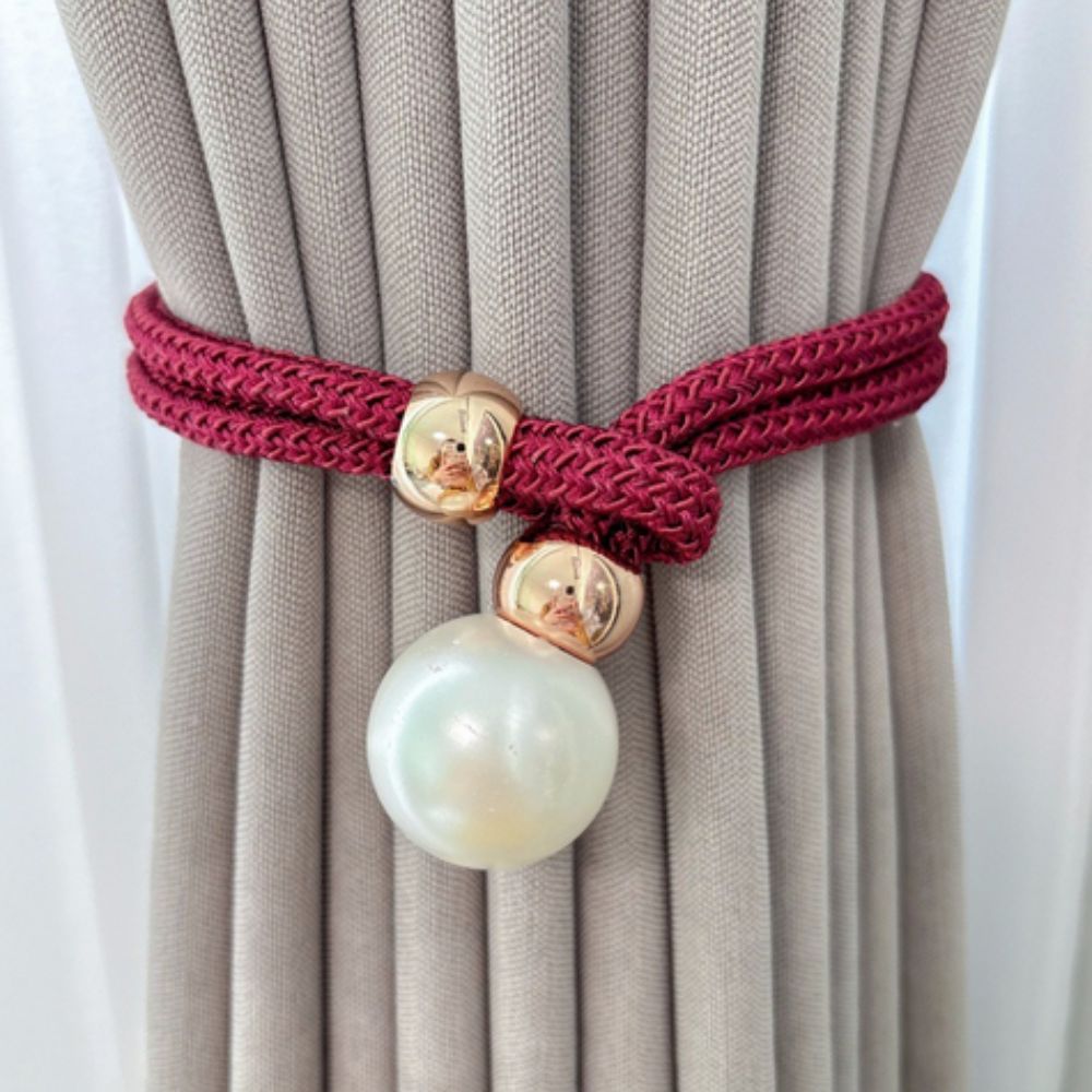 Adjustable Faux Pearl Curtain Tie Backs - 2 Piece Set
