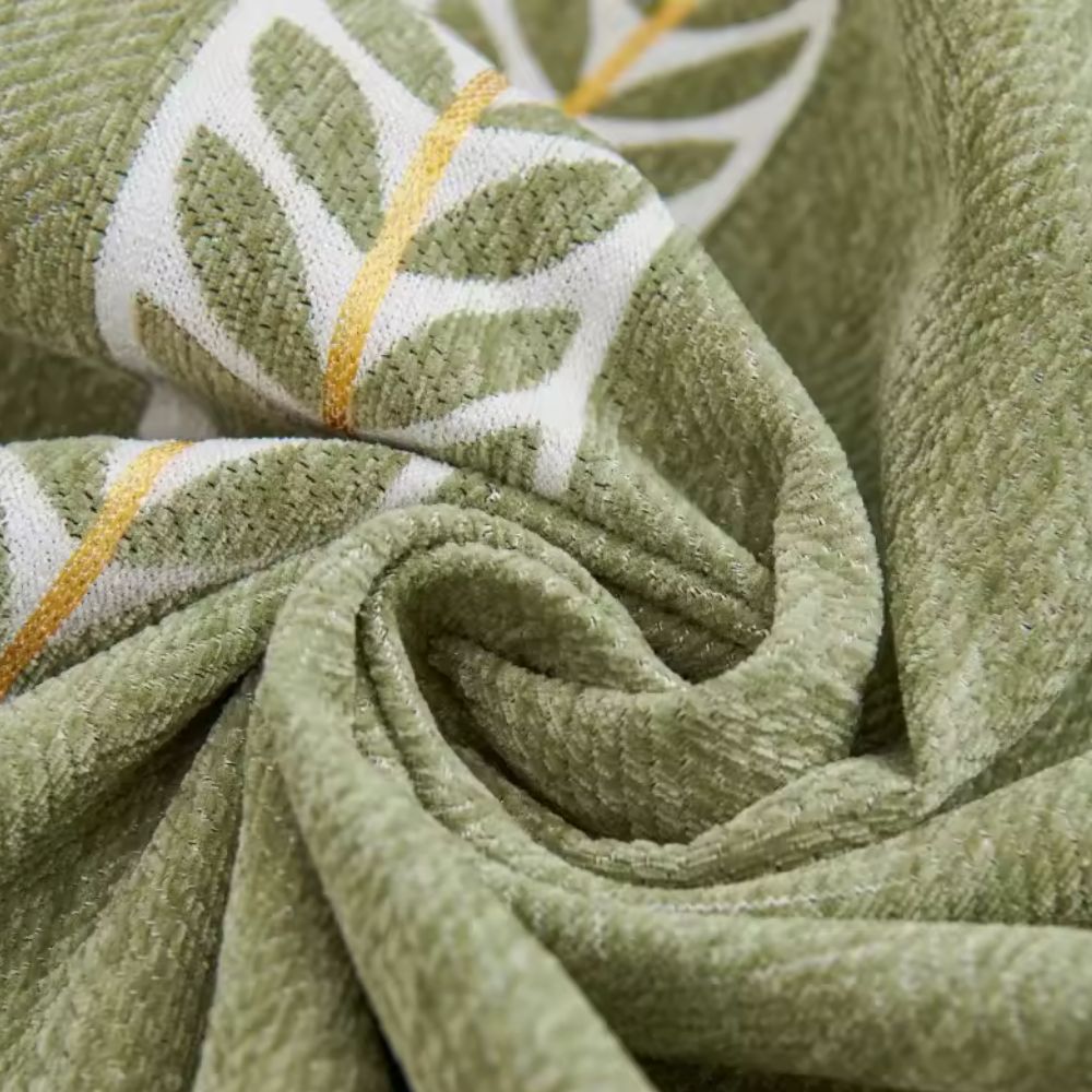 Leaf-Patterned Chenille Sofa Cover