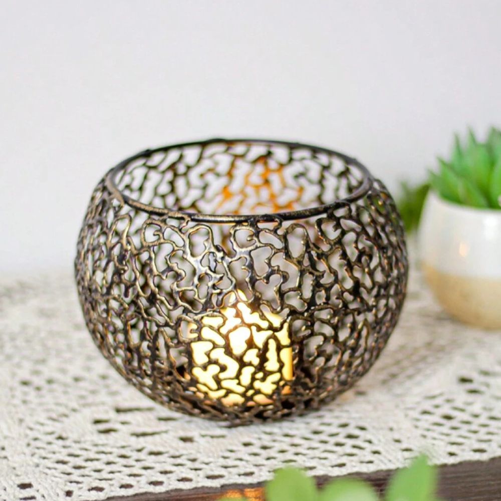 Geometric Iron Tealight Candle Holder