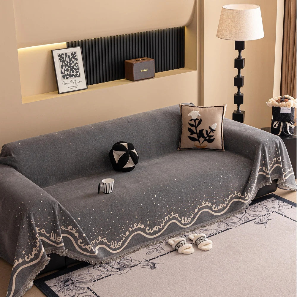 Cursive Glitter Chenille Sofa Cover