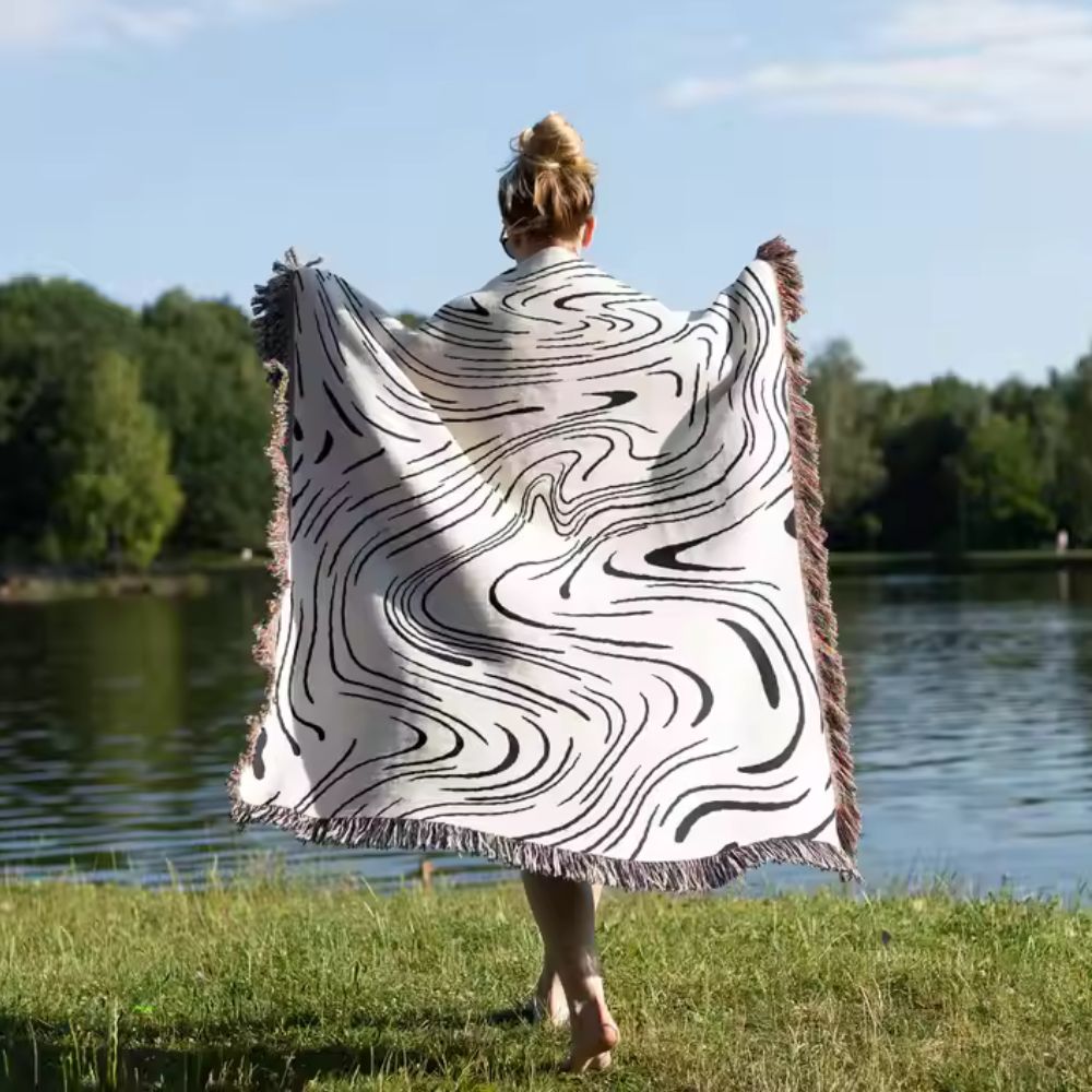Marble Swirl Woven Cotton Throw Blanket