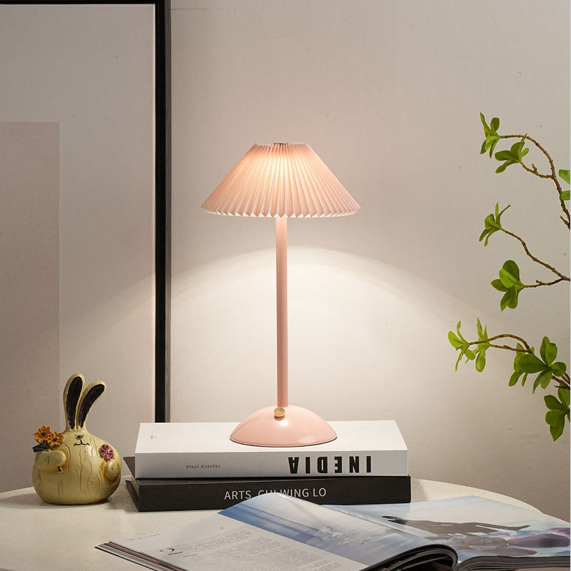 Contemporary Scandinavian Rechargeable LED Table Lamp with Fabric Shade