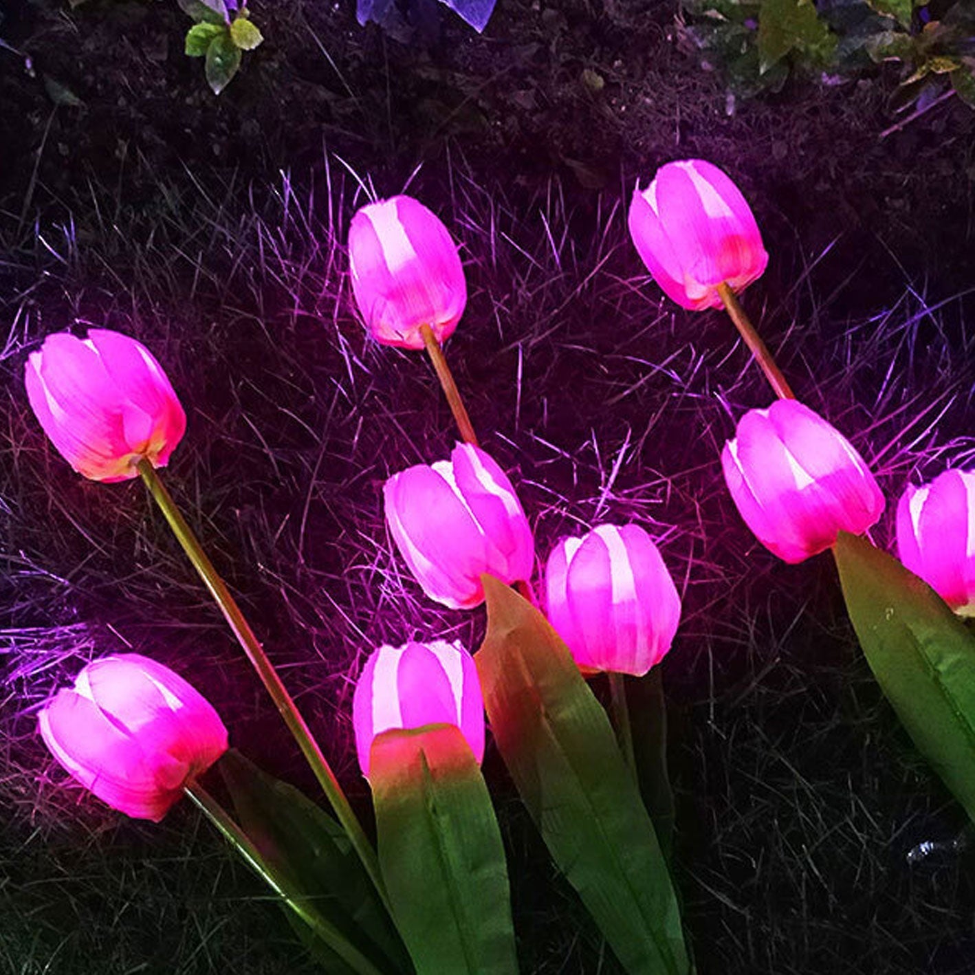 Solar LED Tulip Flower Garden Light Stake - Pink & Green