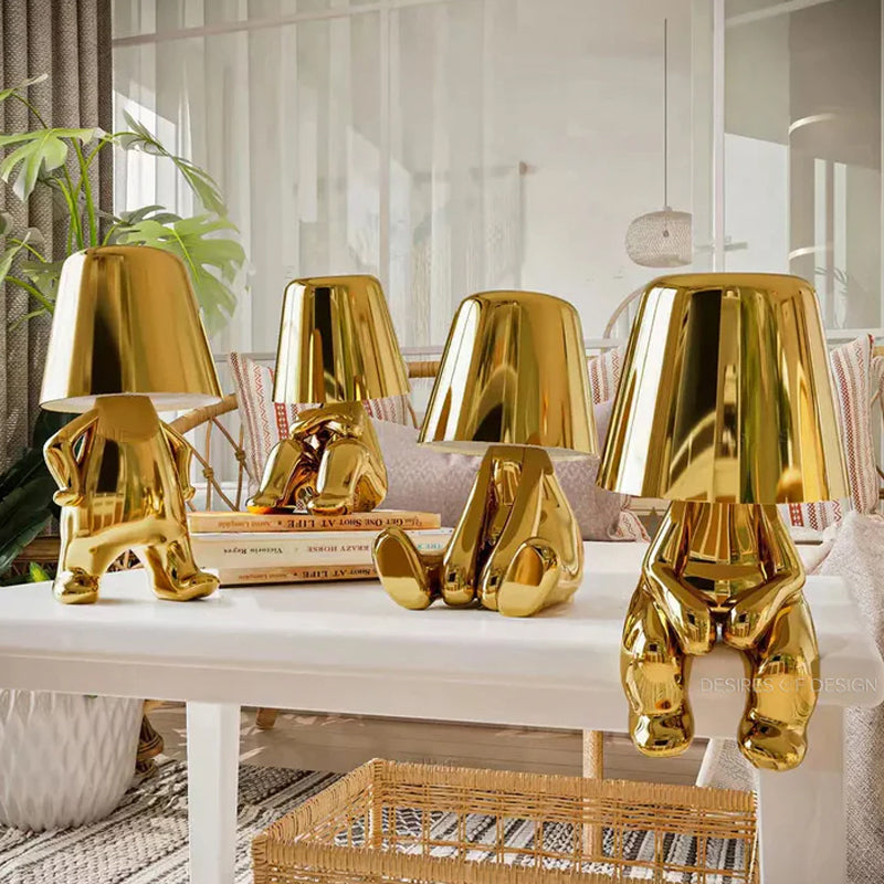 Creative Gold Thinking Man Touch Control Table Lamp