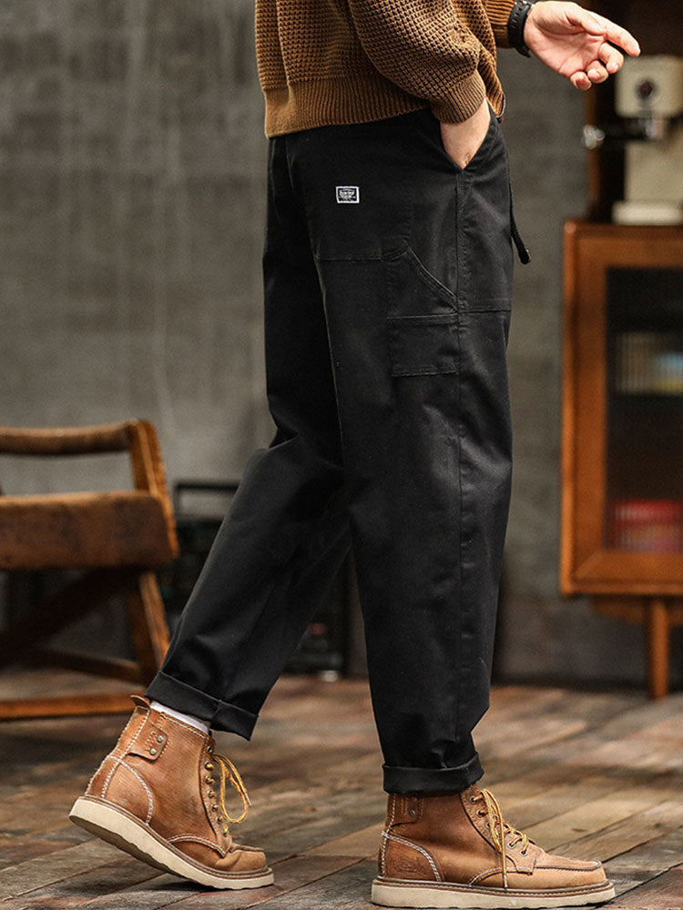 Men's Vintage Utility Pants with Pockets and Belt