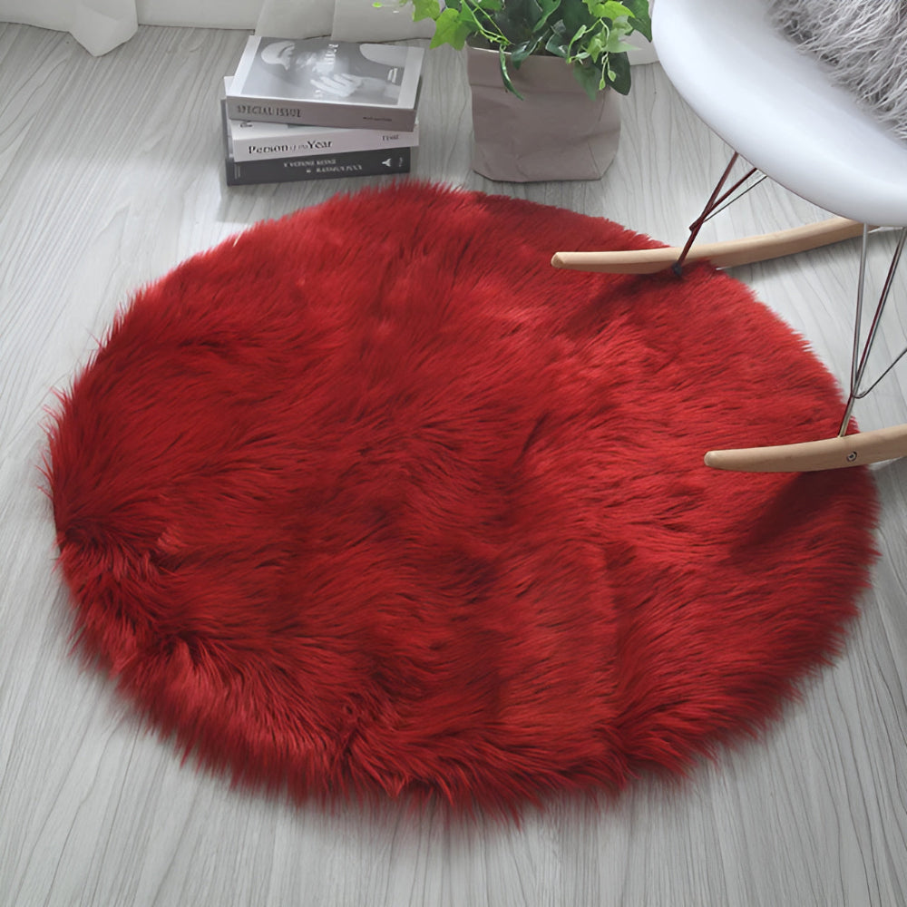 Fluffy Round Plush Area Rug with Non-Slip Backing