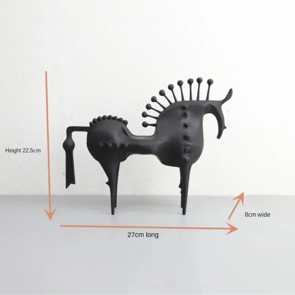 Abstract Black Stallion Metal Sculpture