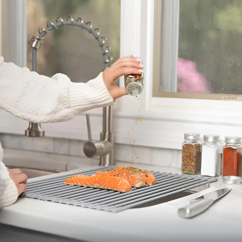 Stainless Steel Roll-Up Dish Drying Rack