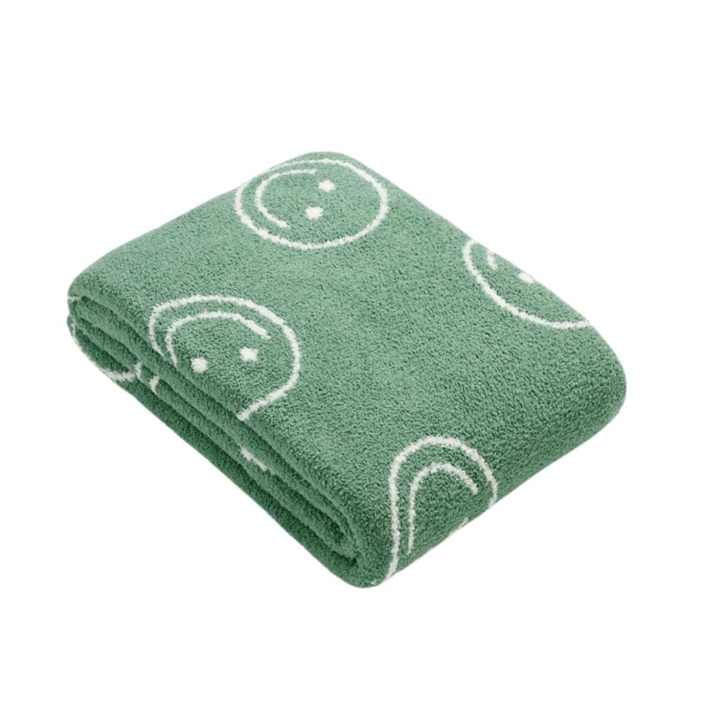 Smiley Face Cotton Plush Throw Blanket