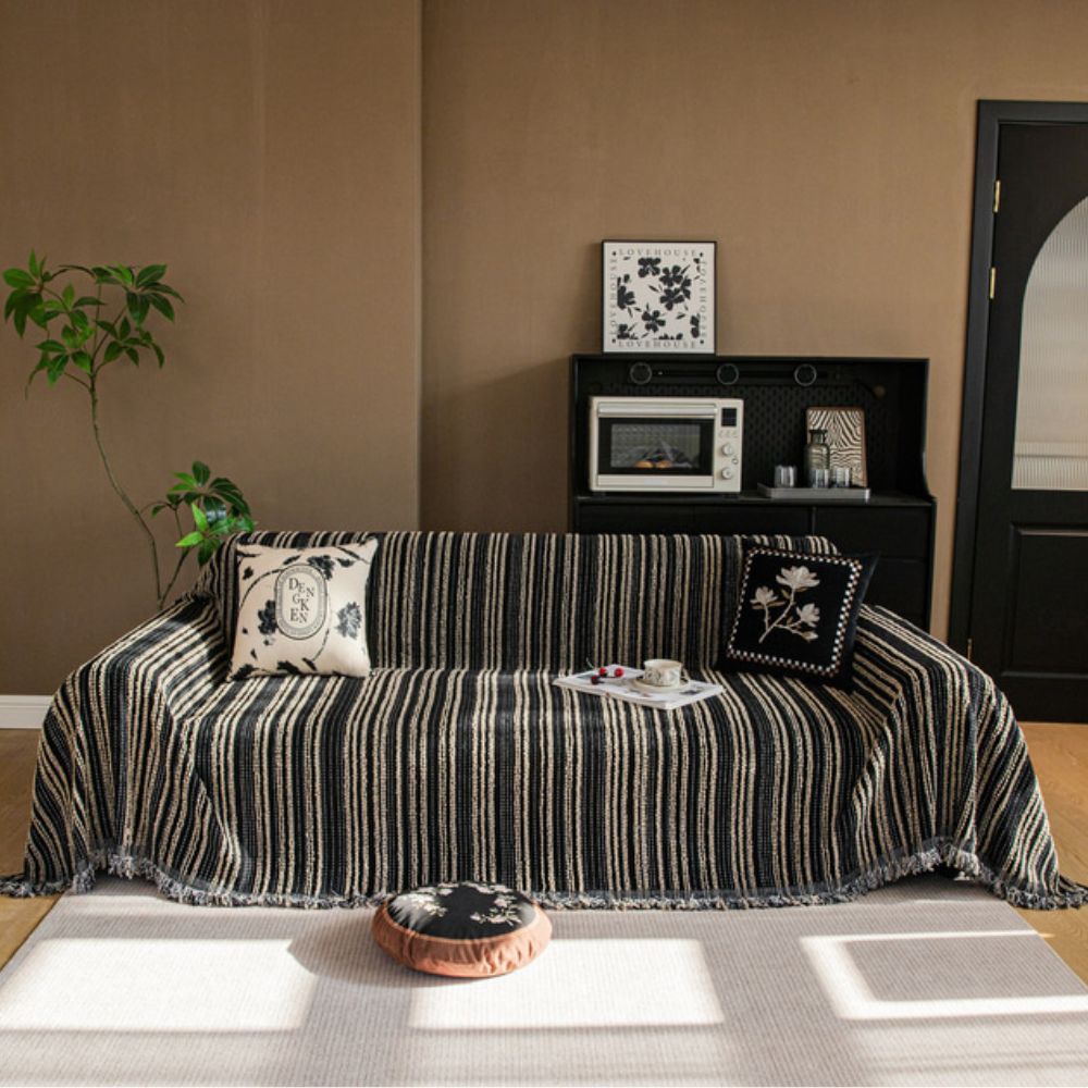 Chenille Stripe Sofa Cover for Stain Protection