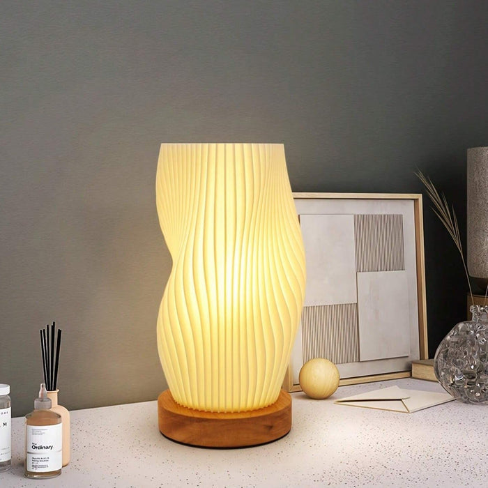 Dimmable Pleated Table Lamp with USB Power and Adjustable Warm & Natural White Light