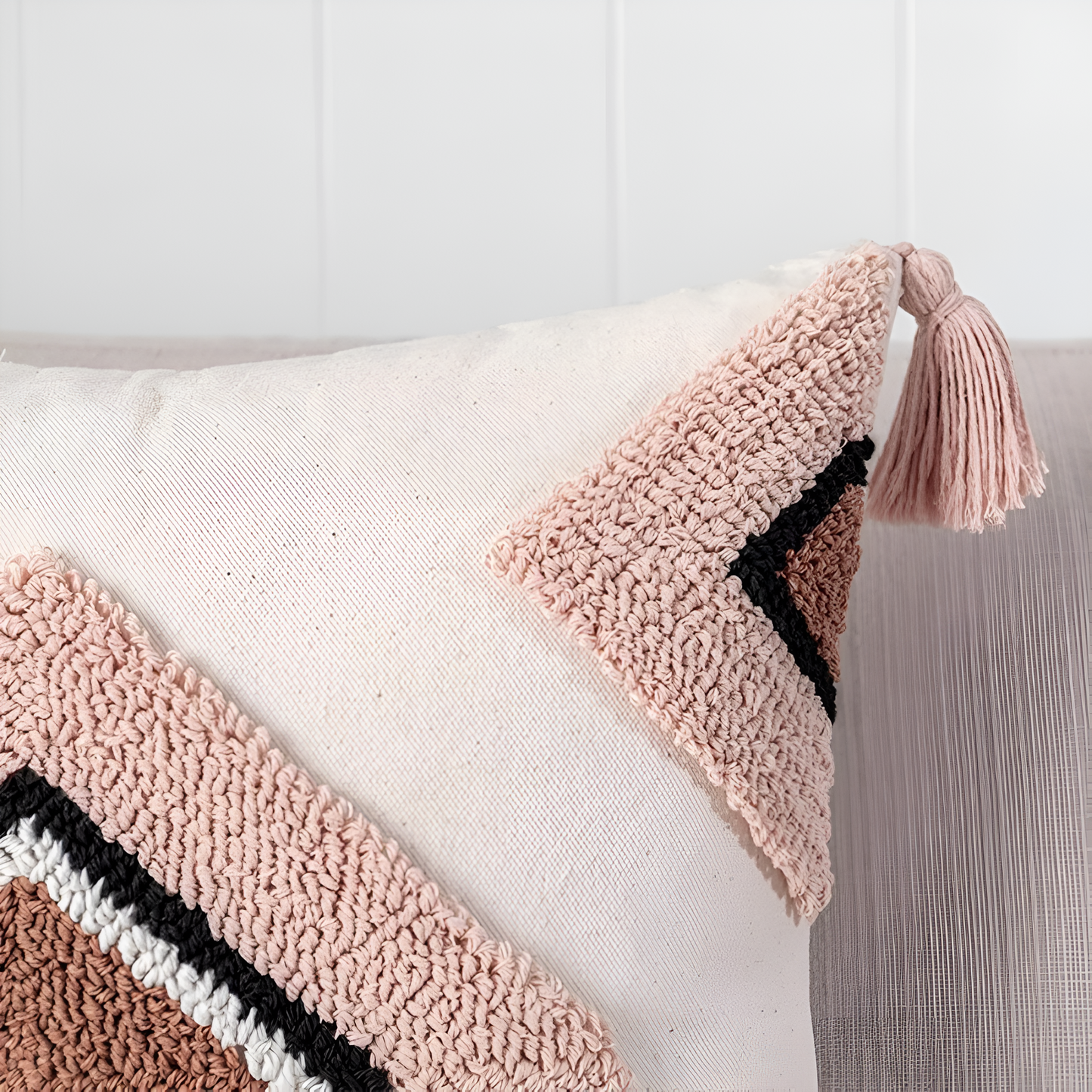 Tufted Cotton Rainbow Geometric Cushion Cover
