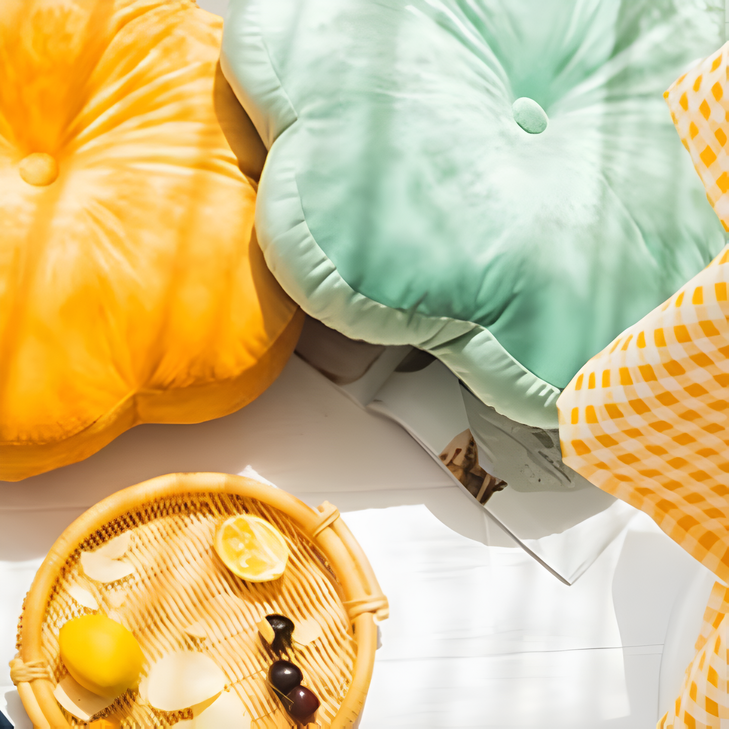Plush Flower-Shaped Velvet Cushion in Bright Colors