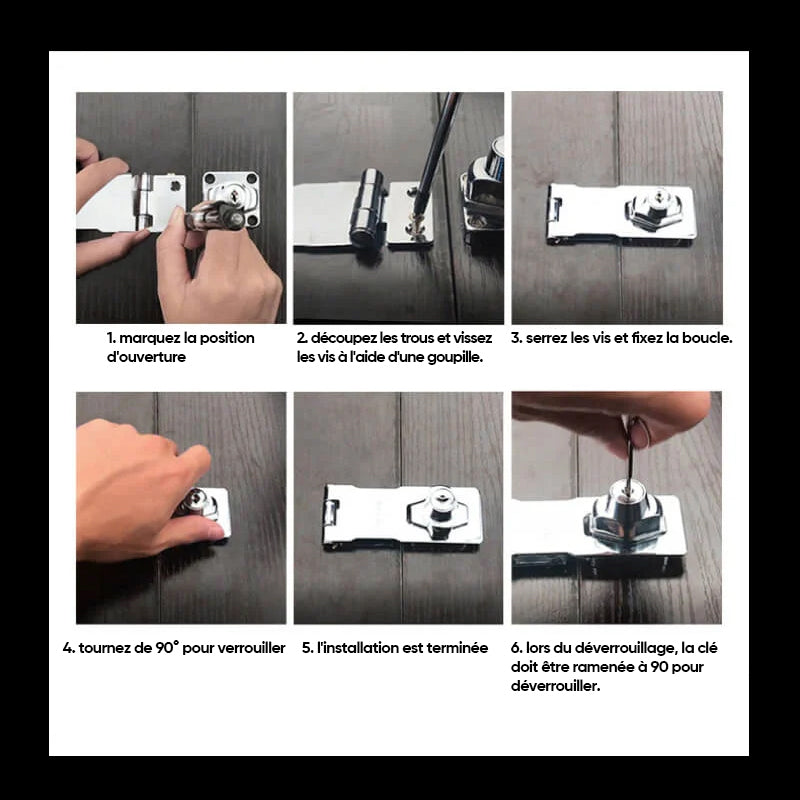 Zinc Alloy Drawer Lock with Key Storage - No Drill Installation