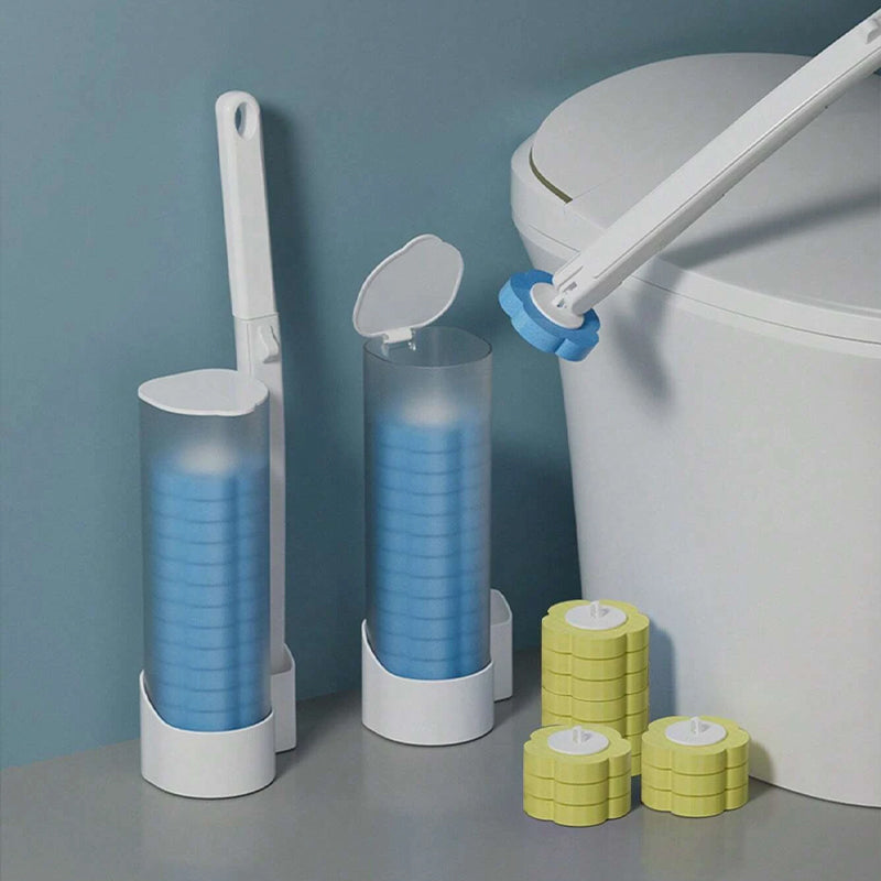 Disposable Toilet Cleaning Brush Set with Sponge Heads and Holder