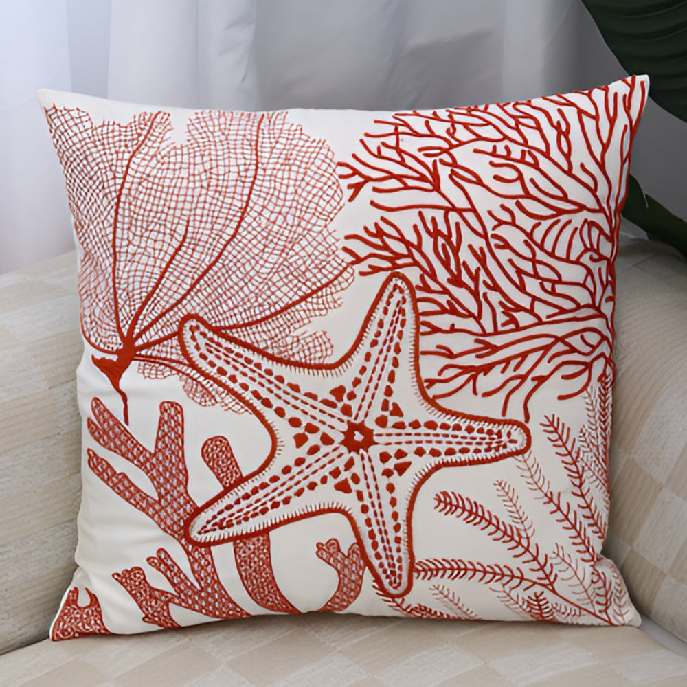 Ocean Treasures Embroidered Coastal Cushion Cover