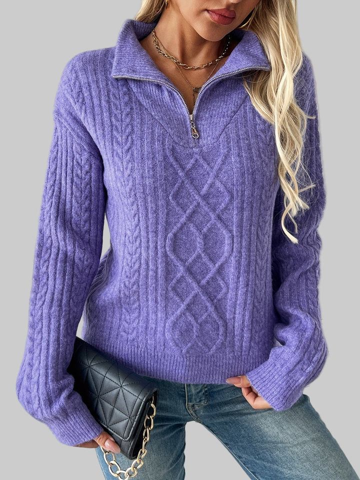 Elin | Ladies' zip-up cable knit Sweater