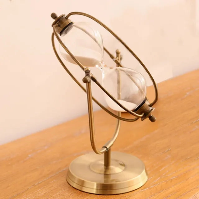 Classic White Hourglass Timer in Zinc Alloy and Glass