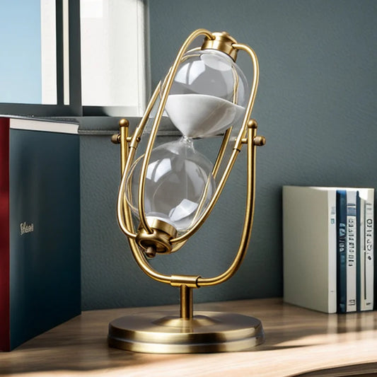 Classic White Hourglass Timer in Zinc Alloy and Glass